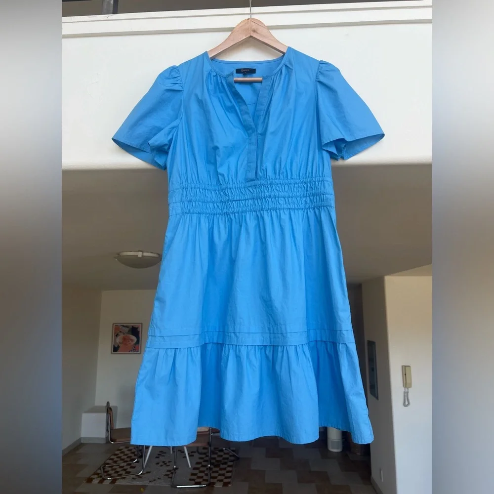 Quince Blue Organic Cotton Short Sleeve Sundress - Picture 3 of 7